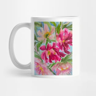 Windy Peony Watercolor Painting Mug